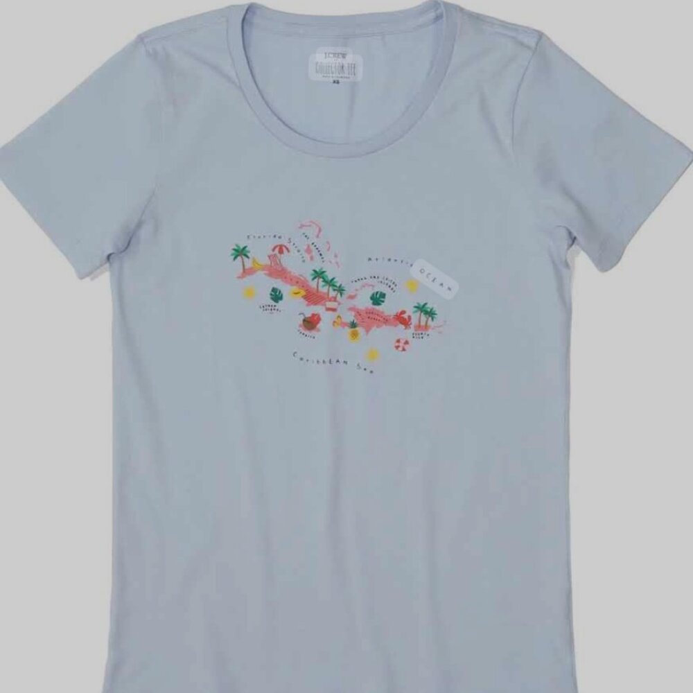 J.Crew Factory collector tee   Caribbean Sea Map, Small